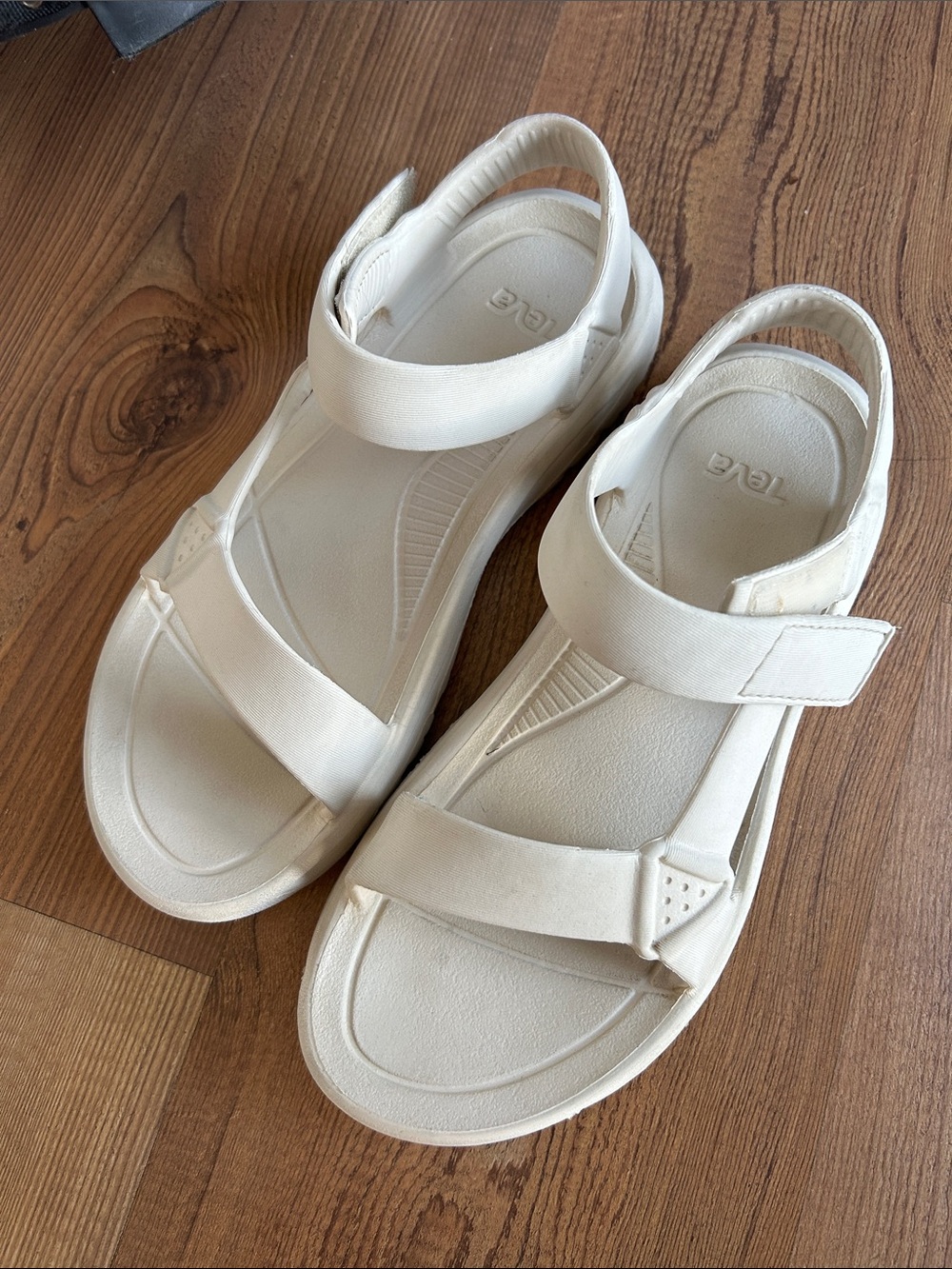 Teva Women's Off-White/Beige Sport Sandals with Adjustable Velcro